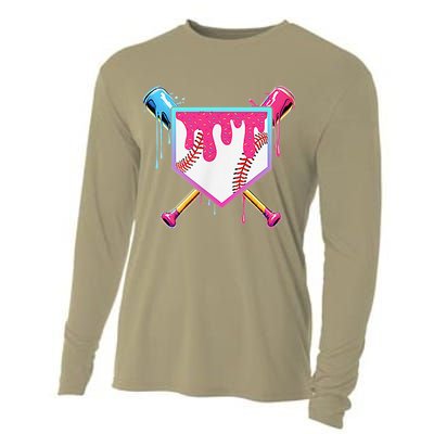 Funny Baseball Drip For Home Plate Ice Cream Drip Cooling Performance Long Sleeve Crew