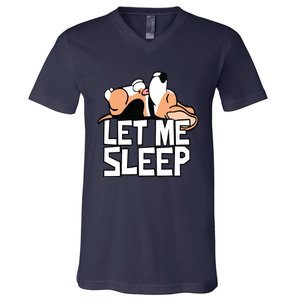 Funny Beagle Dog Let Me Sleep Cute Dog V-Neck T-Shirt