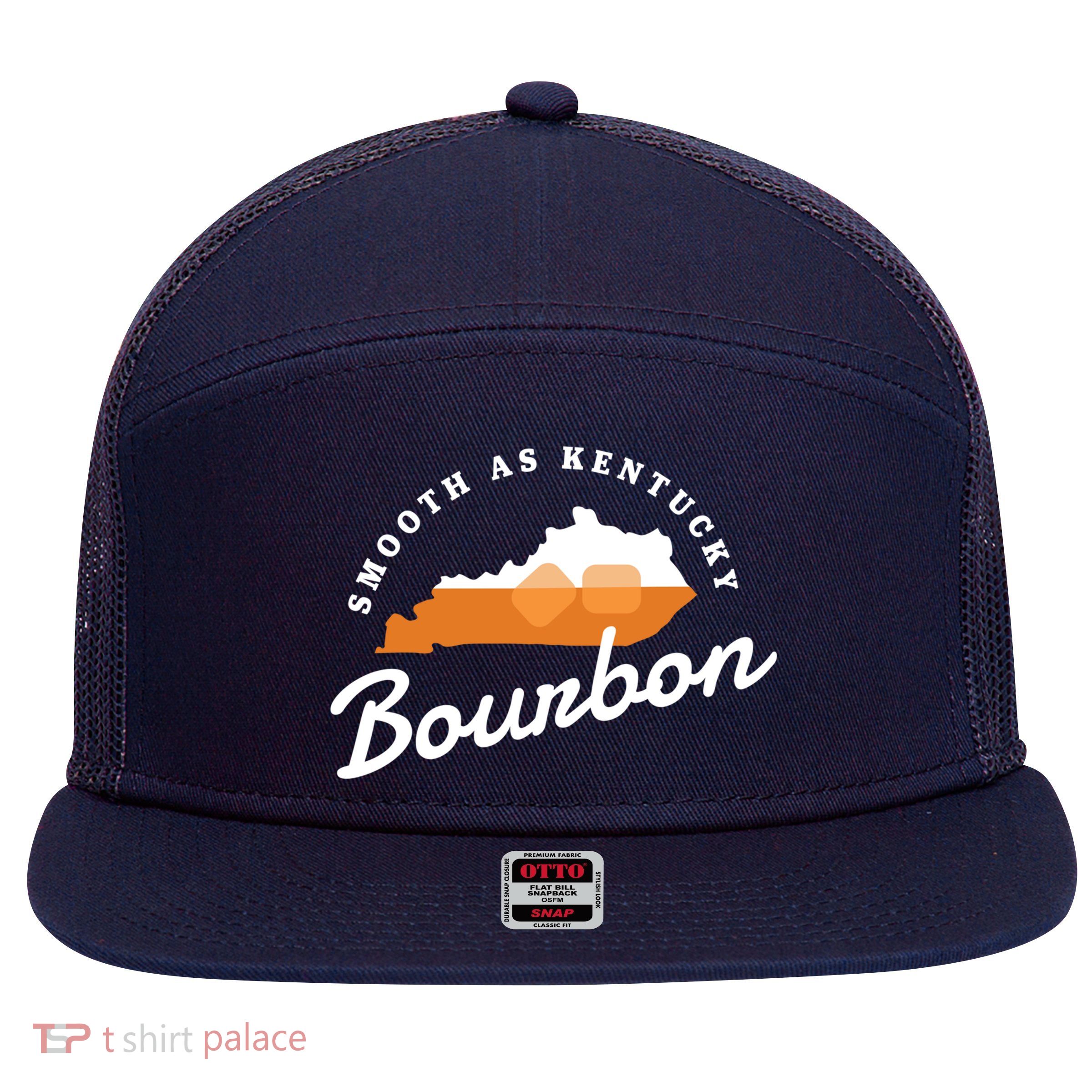 Funny Bourbon Drinker Smooth As Kentucky Bourbon Whiskey 7 Panel Mesh Trucker Snapback Hat