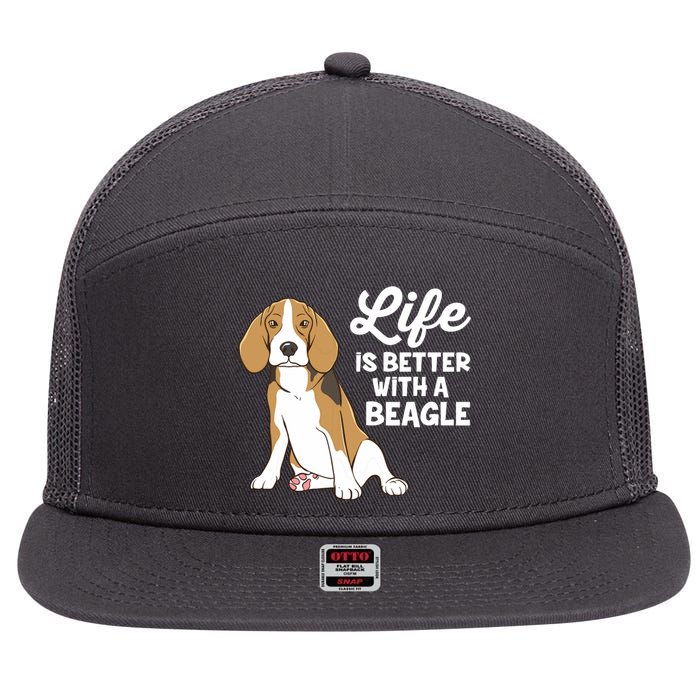 Funny Beagle Dog Life Is Better With A Beagle 7 Panel Mesh Trucker Snapback Hat