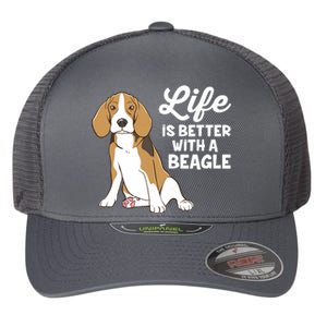 Funny Beagle Dog Life Is Better With A Beagle Flexfit Unipanel Trucker Cap