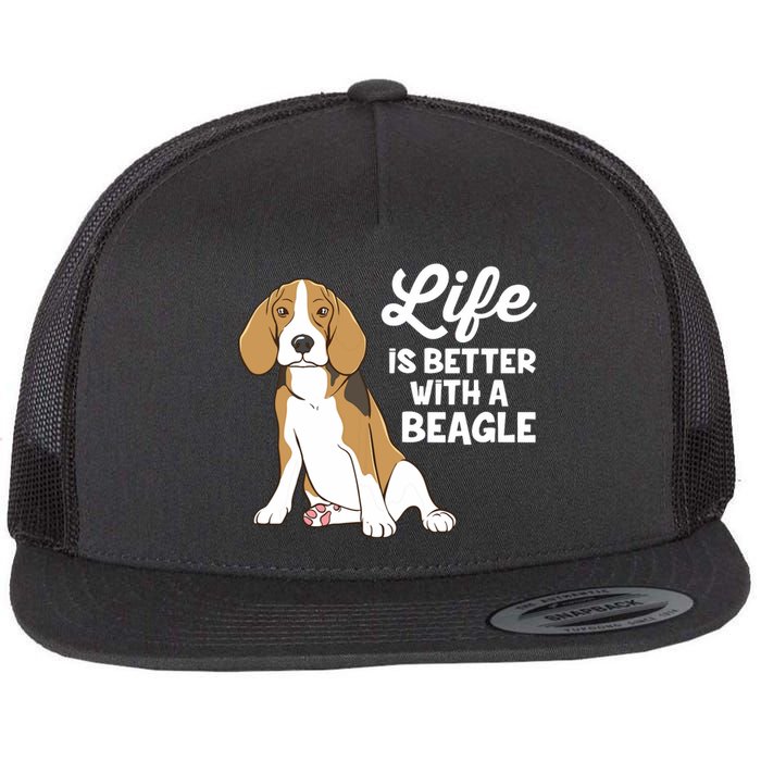 Funny Beagle Dog Life Is Better With A Beagle Flat Bill Trucker Hat