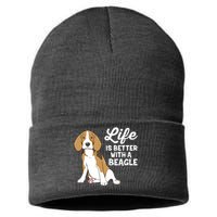 Funny Beagle Dog Life Is Better With A Beagle Sustainable Knit Beanie