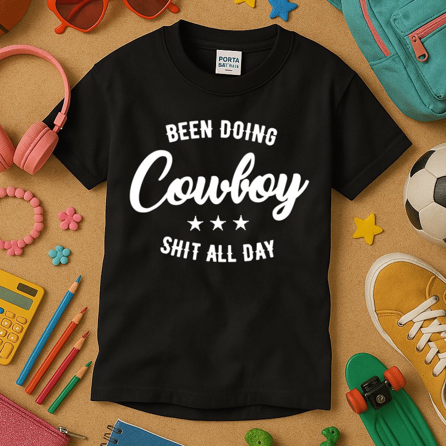 Funny Been Doing Cowboy Shit All Day Gift Kids T-Shirt