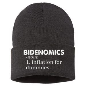 Funny Bidenomics Definition Funny Antibiden Sustainable Knit Beanie