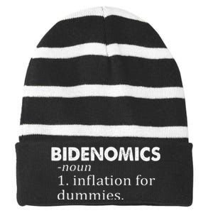 Funny Bidenomics Definition Funny Antibiden Striped Beanie with Solid Band