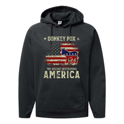 Funny Biden Donkey Pox The Disease Destroying America Performance Fleece Hoodie