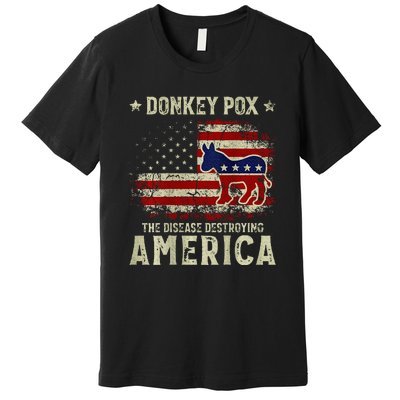 Funny Biden Donkey Pox The Disease Destroying America Premium T-Shirt