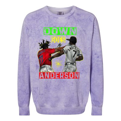 FUNNY BASEBALL DOWN GOES ANDERSON Colorblast Crewneck Sweatshirt