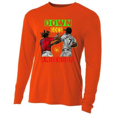 FUNNY BASEBALL DOWN GOES ANDERSON Cooling Performance Long Sleeve Crew