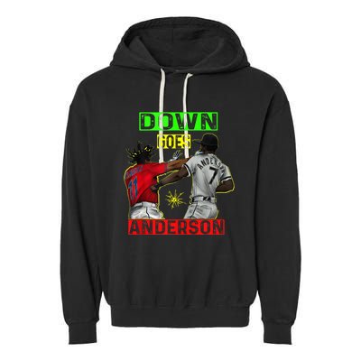 FUNNY BASEBALL DOWN GOES ANDERSON Garment-Dyed Fleece Hoodie