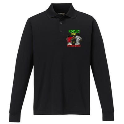 FUNNY BASEBALL DOWN GOES ANDERSON Performance Long Sleeve Polo