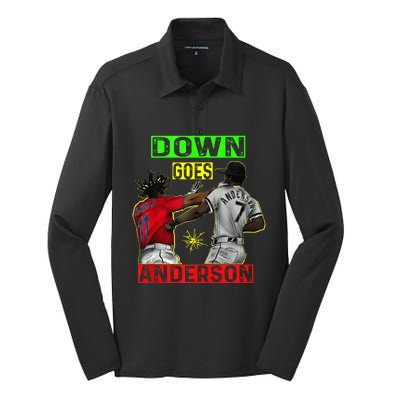 FUNNY BASEBALL DOWN GOES ANDERSON Silk Touch Performance Long Sleeve Polo