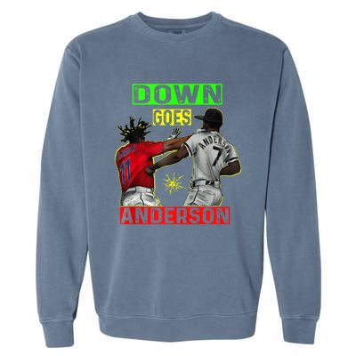 FUNNY BASEBALL DOWN GOES ANDERSON Garment-Dyed Sweatshirt