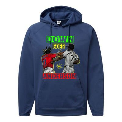 FUNNY BASEBALL DOWN GOES ANDERSON Performance Fleece Hoodie