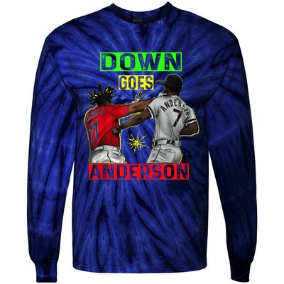 FUNNY BASEBALL DOWN GOES ANDERSON Tie-Dye Long Sleeve Shirt