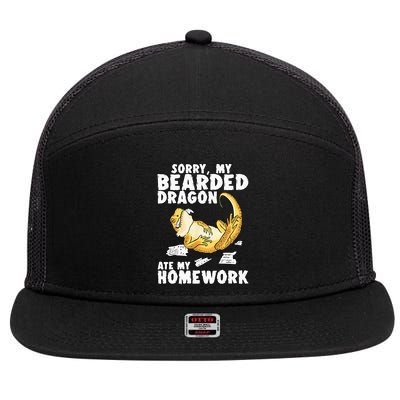 Funny Bearded Dragon Reptile Funny Lizard 7 Panel Mesh Trucker Snapback Hat