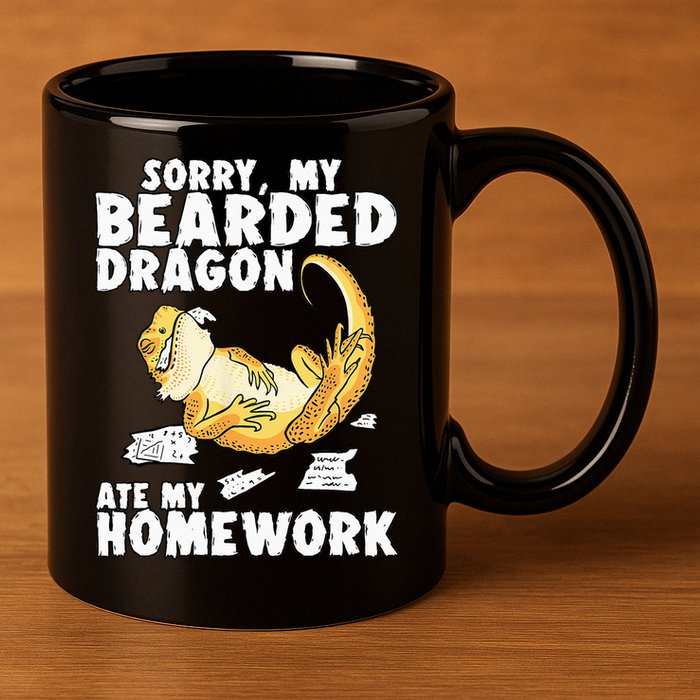 Funny Bearded Dragon Reptile Funny Lizard 11oz C Handle Ceramic Mug
