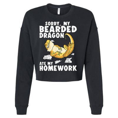 Funny Bearded Dragon Reptile Funny Lizard Cropped Pullover Crew