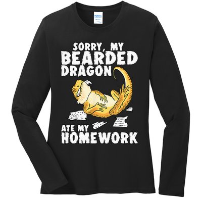 Funny Bearded Dragon Reptile Funny Lizard Ladies Long Sleeve Shirt