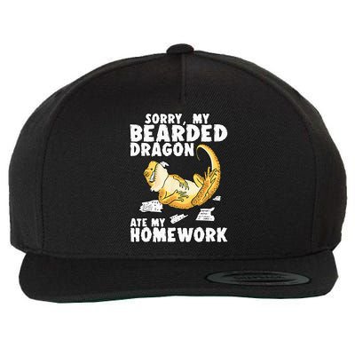 Funny Bearded Dragon Reptile Funny Lizard Wool Snapback Cap