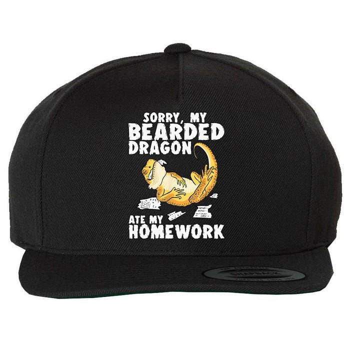 Funny Bearded Dragon Reptile Funny Lizard Wool Snapback Cap