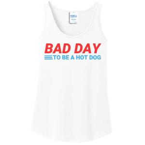 Funny Bad Day To Be A Hot Dog Hot Dog Foodie Funny Hot Dog Dad Life Ladies Essential Tank