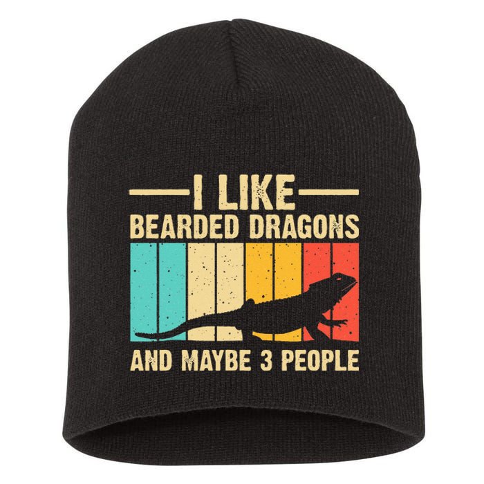 Funny Bearded Dragon Design Pogona Reptile Lover Men Women Short Acrylic Beanie