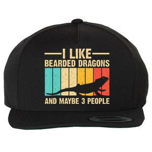 Funny Bearded Dragon Design Pogona Reptile Lover Men Women Wool Snapback Cap