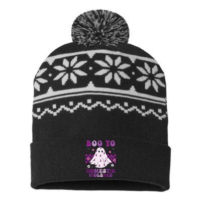 funny Boo Domestic Violence Awareness USA-Made Snowflake Beanie