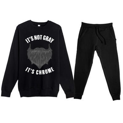 Funny Beard Design For Boy Gray Chrome Beard Lovers Premium Crewneck Sweatsuit Set