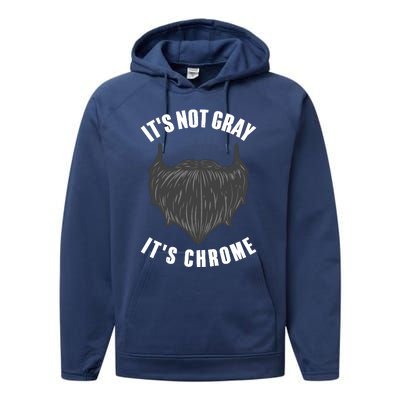 Funny Beard Design For Boy Gray Chrome Beard Lovers Performance Fleece Hoodie