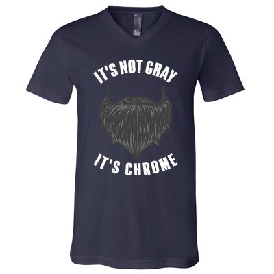 Funny Beard Design For Boy Gray Chrome Beard Lovers V-Neck T-Shirt