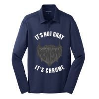 Funny Beard Design For Boy Gray Chrome Beard Lovers Silk Touch Performance Long Sleeve Polo