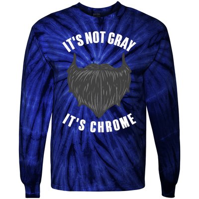 Funny Beard Design For Boy Gray Chrome Beard Lovers Tie-Dye Long Sleeve Shirt