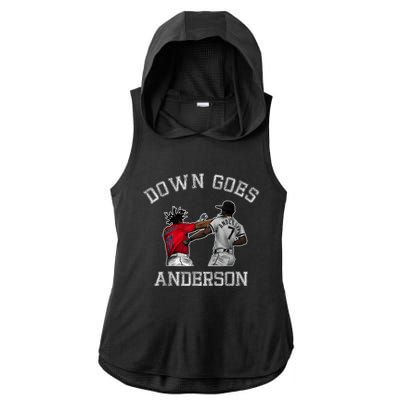 FUNNY BASEBALL DOWN GOES ANDERSON Ladies PosiCharge Tri-Blend Wicking Draft Hoodie Tank