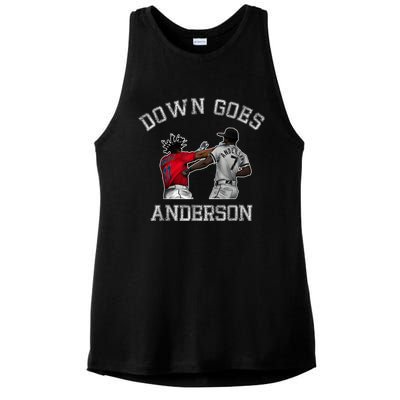 FUNNY BASEBALL DOWN GOES ANDERSON Ladies PosiCharge Tri-Blend Wicking Tank