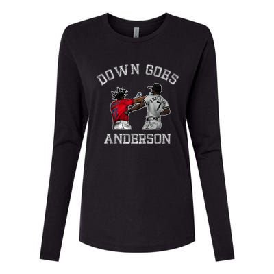 FUNNY BASEBALL DOWN GOES ANDERSON Womens Cotton Relaxed Long Sleeve T-Shirt