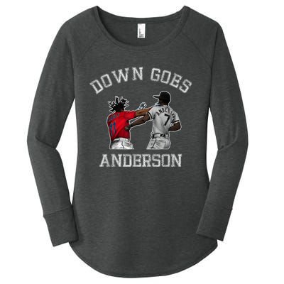 FUNNY BASEBALL DOWN GOES ANDERSON Women's Perfect Tri Tunic Long Sleeve Shirt