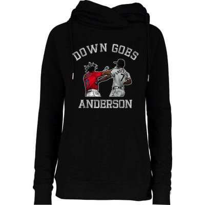 FUNNY BASEBALL DOWN GOES ANDERSON Womens Funnel Neck Pullover Hood