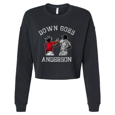 FUNNY BASEBALL DOWN GOES ANDERSON Cropped Pullover Crew