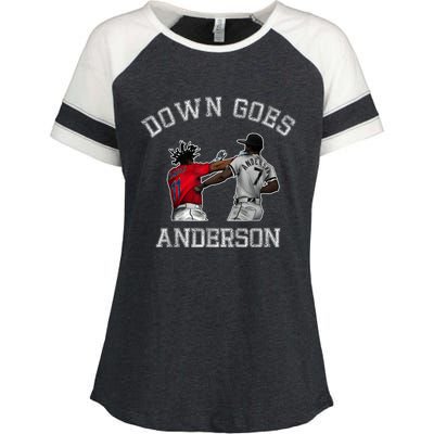 FUNNY BASEBALL DOWN GOES ANDERSON Enza Ladies Jersey Colorblock Tee