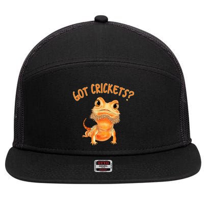 Funny Bearded Dragon Got Crickets Lizard Reptile Herpetology 7 Panel Mesh Trucker Snapback Hat