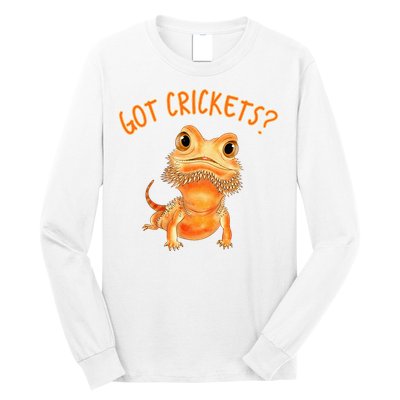 Funny Bearded Dragon Got Crickets Lizard Reptile Herpetology Long Sleeve Shirt