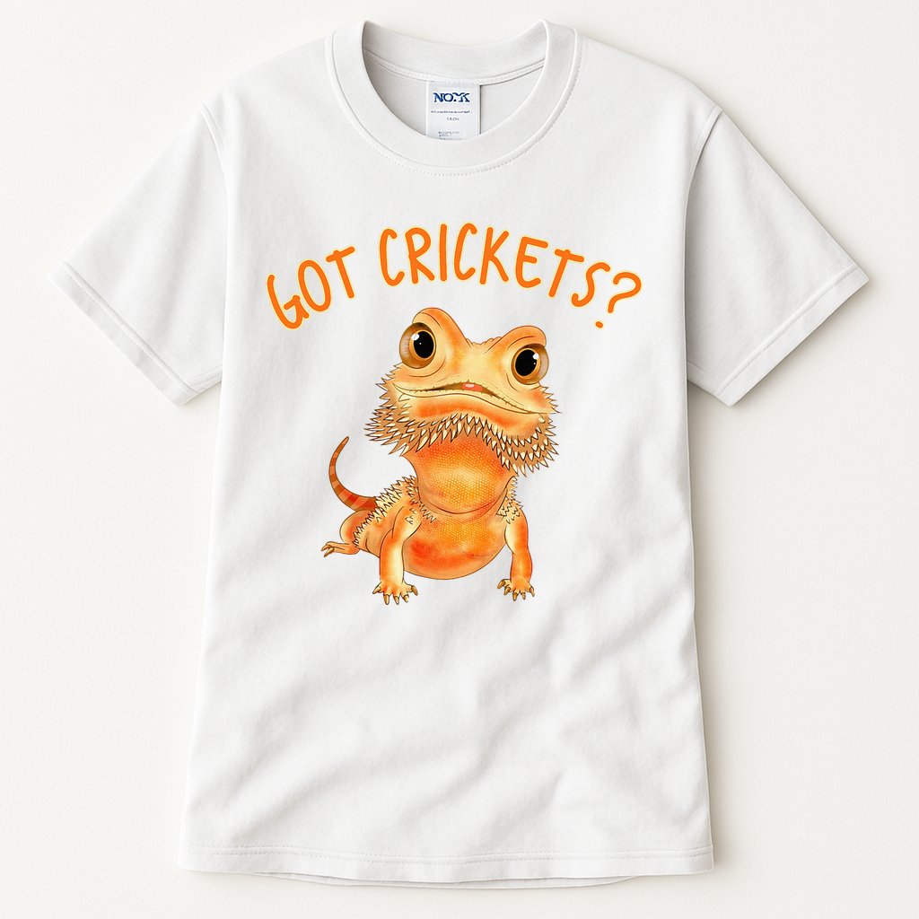 Funny Bearded Dragon Got Crickets Lizard Reptile Herpetology Tall T-Shirt