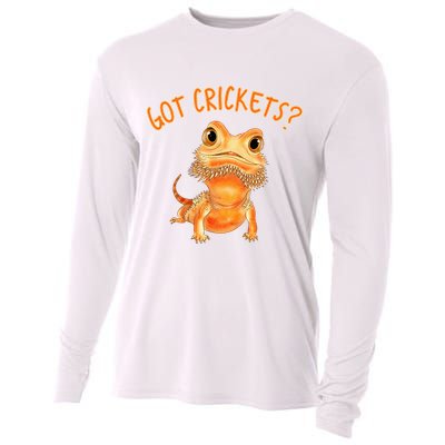 Funny Bearded Dragon Got Crickets Lizard Reptile Herpetology Cooling Performance Long Sleeve Crew