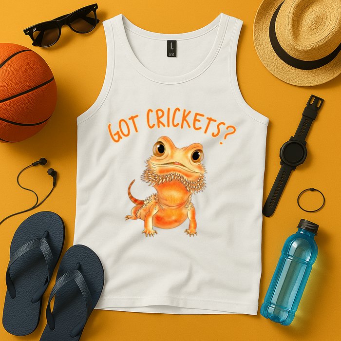 Funny Bearded Dragon Got Crickets Lizard Reptile Herpetology Tank Top