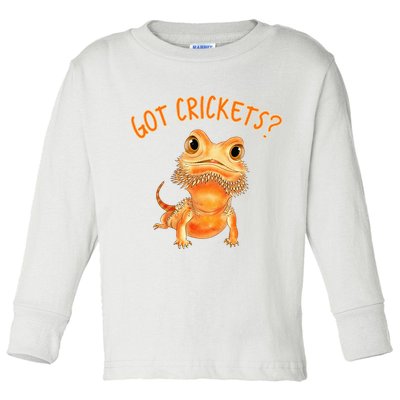 Funny Bearded Dragon Got Crickets Lizard Reptile Herpetology Toddler Long Sleeve Shirt