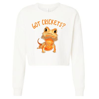 Funny Bearded Dragon Got Crickets Lizard Reptile Herpetology Cropped Pullover Crew