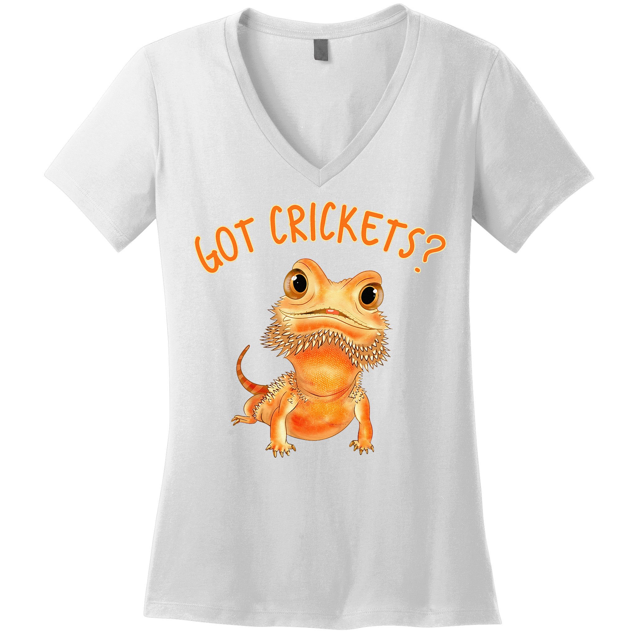 Funny Bearded Dragon Got Crickets Lizard Reptile Herpetology Women's V-Neck T-Shirt